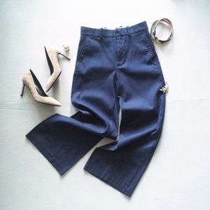 Zara High Waist Wide Leg Pants Navy